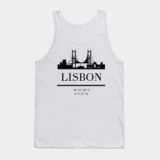 LISBON PORTUGAL BLACK SILHOUETTE SKYLINE ART Tank Top